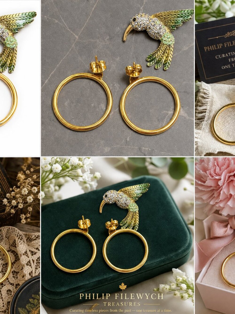 SEB-05-Parrot Figurine + Hoop Earrings